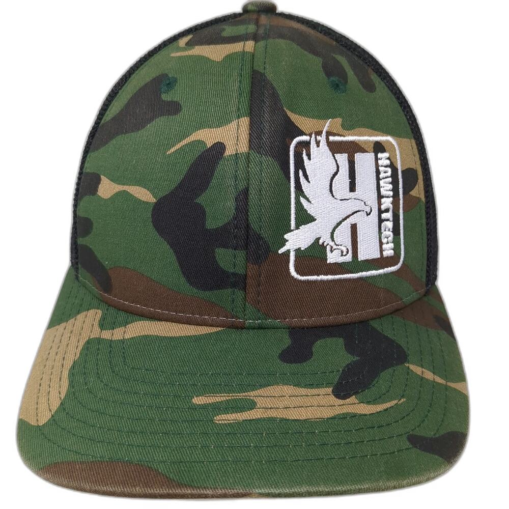 Richardson Baseball Cap Green Black XL Hawktech Logo Patch Camo Mesh Flexfit Hat